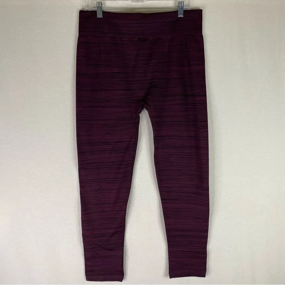 Terra & Sky Leggings Women’s Burgundy Space Dye Fleece Lined Stretch 2X 20-22W
